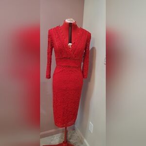 Elegant Red Lace Dress